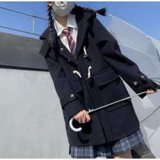 여성 떡볶이 코트 울 하프 클래식 학생 반코트 더플 빈티지 모직