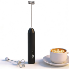 미니 전동 거품기 무선 우유 계란 푸는 거품기 304, black, 3단 USB 충전