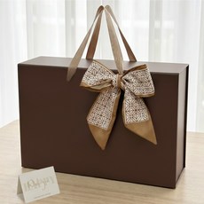 LUXMOOD 고급 선물 포장박스 손잡이 리본 선물박스 대형 37x25x12cm, 1개, 초콜릿 브라운