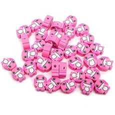폴리머 클레이 비즈 헤이시 스페이서 비즈 용품 100개 할로윈-3, 핑크 스티치