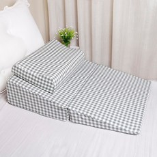 역류방지 쿠션 등받이 침대, 브라운 체크 무늬(80x60x20cm), 1개