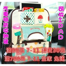MoMo媽咪 汽車椅背收納袋 可放IPAD 汽車收納 置物袋, 1個, 藍色獅子(現貨)