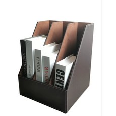 가죽 책꽂이 서류 책 아리아라 정리대 사무실 대형, 1단, 3열 갈색