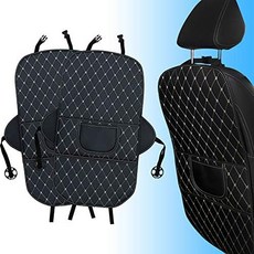 다치 킥 매트 뒷좌석 보호대 2팩 자동차 커버 프리미엄 패브릭 냄새 방지 가죽 시트를 2개의 보관 포켓으로 보호하세요
