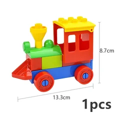 큰 크기 철도 기차 트랙 벽돌 직선 곡선 오르막 대형 트랙 다리 차량 도시 장난감 빌딩 벽돌 호환 Duploes, 15 Set B Car