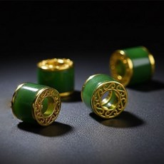 3D 배럴 쉐입 그린 네프라이트 비취 헤리티지 펜던트