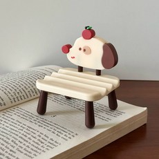 루시아이 꼬마벤치 동물 핸드폰 거치대 4types, 1개, 크림 강아지