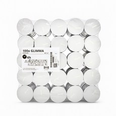 BH 이케아 GLIMMA 글림마 미니양초 100개 성당캔들, 11g, 무향