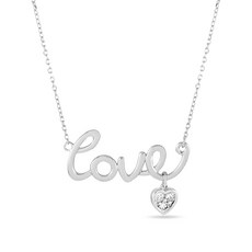 LB 익스클루시브 중고 러브 펜던트 14K 화이트 골드 다이아몬드 네크리스
