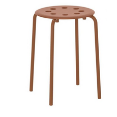 이케아 마리우스 스툴 등받이없는 둥근의자, 1개, Red-Brown