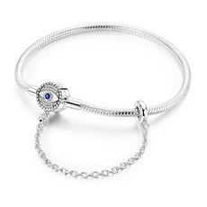 LAZA 여성용 925 스털링 실버 참 팔찌 달과 별 팔찌 나비 뱀 판도라 비즈에 적합 다양한 사이즈 17cm-20.1cm6.7-7.9인치 실버 큐빅 지르코니아 2684, Devil's Eye Bracelet