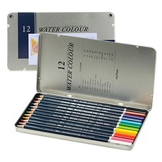 문화 12색 수채화 색연필 틴케이스 미술용 컬러링 1P 1(PCS) 46123 PN top+9960BP