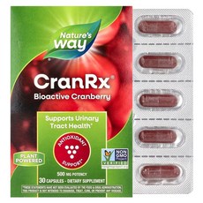 네이처스웨이 CranRx 비뇨기 생체 활성 성분 크랜베리 500 mg 30 식물성 캡슐, 1개, 30정