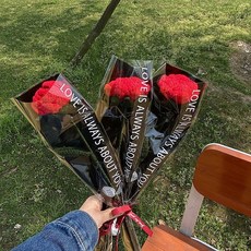 手工編織玫瑰花鈴蘭花花束，教師節禮物/七夕禮物/毛線針織花束/仿真花藝擺件, C1-玫瑰花大紅單支, 1個