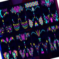 네온 얼굴스티커 8매입 놀이공원 코스프레 초등학생