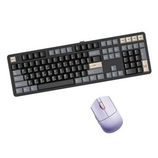 한성컴퓨터 유무선 저소음 기계식 키보드 마우스 세트, 일반형, 로얄블랙 + 퍼플하트, GK798PRO KTT블루포각 43g + M5 Nano