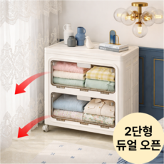 똑순이 이동식 수납장 대용량 140L 옷정리 이불 정리함, 1개, 투명-2도어