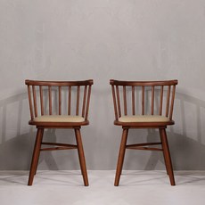 라움에스알 애플암체어 식탁의자 원목의자 카페체어, 2개, 월넛(쿠션)