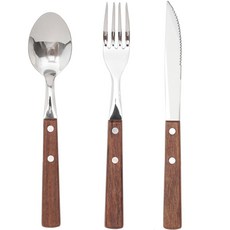 천연우드 커트러리 스푼 포크 나이프 3p세트, 우드, 1세트