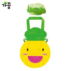 가꿈 유아용 앞치마 꼬마요리사 모자세트 초록 NO.715