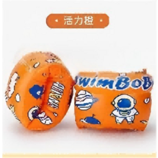 wimBob 兒童太空人造型游泳臂圈 加厚安全浮力 游泳裝備, 滾筒手臂圈（橙色）, 1個