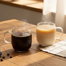 쥬르 플리츠 내열유리 머그컵 395ml, 투명, 2개