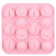 EPYHREHM 66 캐비티 과일 실리콘 초콜릿 몰드 체리 포도 사과 캔디 젤리 캔디용, 4-핑크