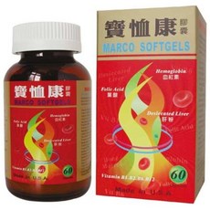 藥聯 寶恤康膠囊 美國製 60粒裝 含血紅素 葉酸 維他命B群 鐵 菸鹼醘胺, 1個, 藥聯-寶恤康膠囊