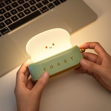 Dr.Light 麵包機造型小夜燈 USB充電 無段調光 定時功能 床頭燈, 綠色
