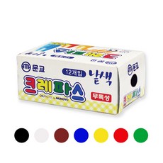 [홈앤스쿨] 문교 같은색 크레용 1갑 검정 하얀색 흰색 빨강 노랑 초록 갈색 파랑