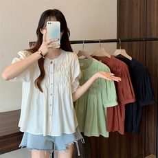 Kingfishe 여성 여름 달콤하고 상의 반팔 티셔츠 캐주얼 dc1 Yanf