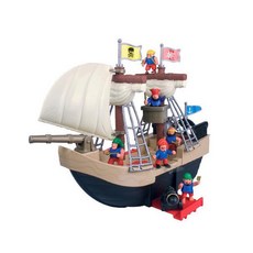 해적선 놀이 완구 장난감 선물 남아 대포 해적 세트 해적선조립 장난감배 해적놀이 해적피규어 역할놀이, 1개