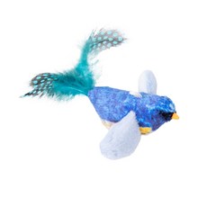 仿真發聲小鳥玩具 真實鳥叫 輕觸發聲送彈力繩 智能小鳥玩具 貓咪解悶神器 逗貓玩具, 1個, 藍色知更