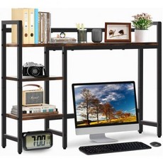 Rxakudo 데스크톱 스토리지 랙 테이블탑 선반 다기능 44.9인치(114cm) 길이 우측 3단 블랙, Braun