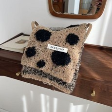 韓國ins波點撞色羊毛圍巾女秋冬新款加厚保暖護脖披肩圍脖