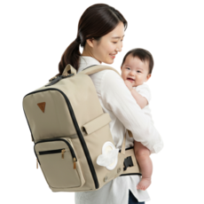 BabyKoa 가벼운 아기 기저귀가방 백팩, 베이지