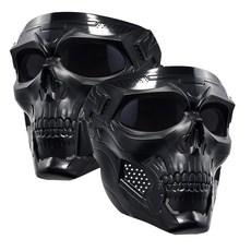 오토바이 페이스 마스크 고글 남성용 여성용 모토크로스 고글. 먼지 자전거 ATV 라이딩 UV400 긁힘 방지 방진 파워 스포츠 오프로드 MX 스키 (M-ClEAR, 스컬그레이 렌즈 2개