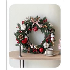 크리스마스 DIY 화환 재료 세트, 라탄 화환 30cm 패키지