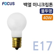 포커스 백열전구 미니크립톤 40W 불투명, E17, 1개, 전구색