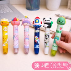 클린제이 귀여운 캐릭터 잘 지워지는 샤프 지우개, 1세트, 병아리,삐삐머리,유니콘