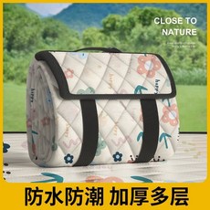 加厚防潮野餐墊 露營帳篷內墊 便攜草坪沙灘防水墊 戶外地墊, 春天花落【160*200】推薦4-6人,【五層超聲波款】加厚耐用耐磨