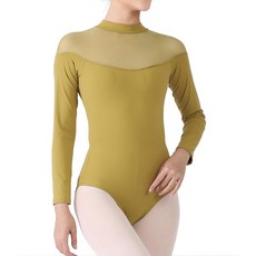 발레복 체조 메쉬 - 긴팔 유니폼 잘사 어깨 레오타드 엘리트 터틀넥 여성용
