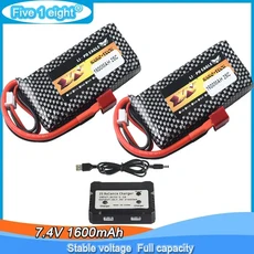 T플러그가 있 Lipo 배터리 XLH 9125 리모컨 RC 자동차 예비 부품 7.4V 1600mah, 03 2Pcs with charger