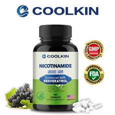 니코틴아마이드 500mg - 레스베라트롤 - 노화 방지 피부 건강 세포 에너지 지원, 1개, 60정