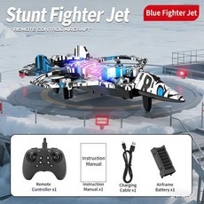 드론 검 장난감 조명이 있는 글라이더 비행 제트기 2.4G 스턴트 원격 조종 폼 전투기 라이트 360 ° 롤링, 1)blue