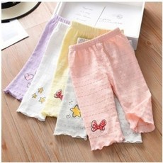 Hi！Kids 女童七分褲打底褲，夏季新款薄款外穿洋氣運動褲，女寶寶百搭鏤空褲子