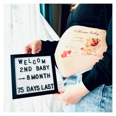 옆으로 누운 천사 임신 사진 스티커 베이비리버 집에서 간편하게♪