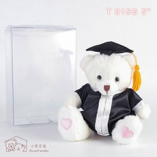 榮耀出庭小熊 13cm愛心刺繡泰迪熊（律師袍 畢業帽款）附透明禮盒, 不須繡字,不戴畢業帽