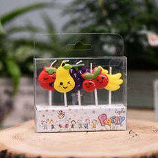 귀여운 생일초 5종 과일 선물세트 초 바나나 딸기 체리 포도 배 토마토, 2개, 20g, 귀여운 5종 과일