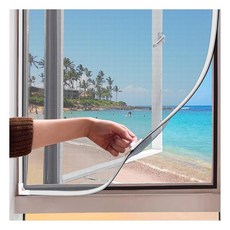 창문 화면 조절 가능한 40x59인치 마그네틱 교체 화이트 프레임 그레이 유리 섬유 메쉬 DIY 노 드릴링으로 슬라이딩/스윙/탑-헝에 적합하며 목재/철/PVC, 40" x 59", White Frame Gray Mesh